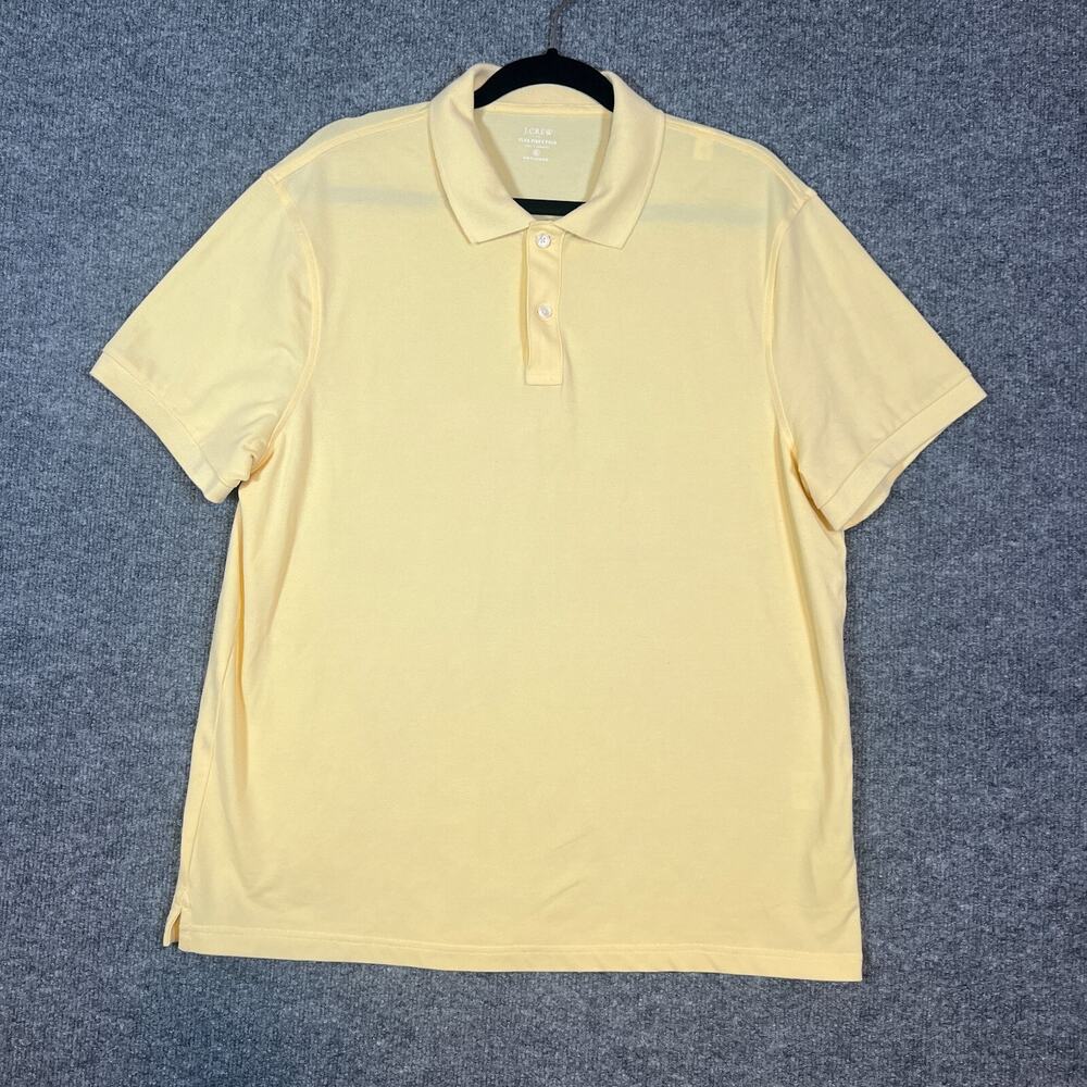 J.Crew Shirt Mens XL Yellow Polo Short Sleeve Untucked Flex‎ Casual Stretch